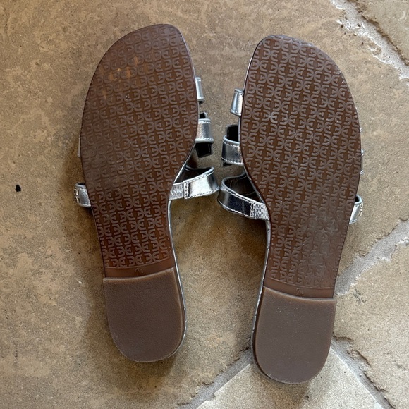 Sam Edelman Metallic Silver Slide Sandals - Picture 2 of 3